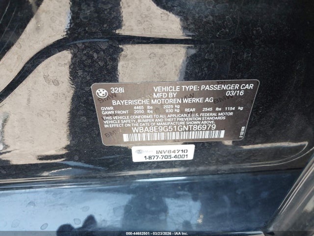WBA8E9G51GNT86979 BMW 328I