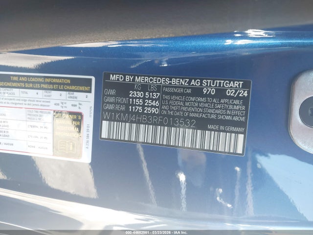 44682581 :رقم المزاد ، W1KMJ4HB3RF013532 vin ، 2024 Mercedes-benz Cle 300 4matic مزاد بيع