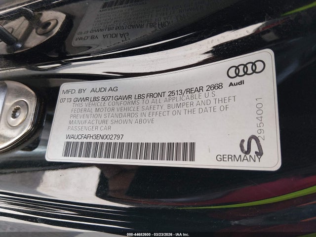 Aukcja sprzedaży 2014 Audi A5 2.0t Premium, vin: WAUCFAFH3EN002797, numer aukcji: 44682600