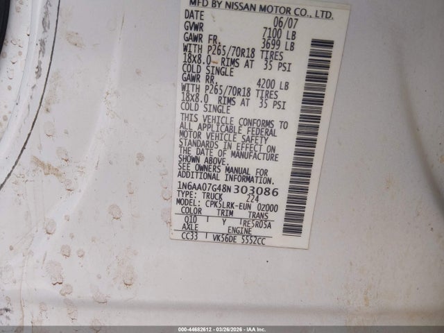2008 NISSAN TITAN 1N6AA07G48N303086 Photo 8