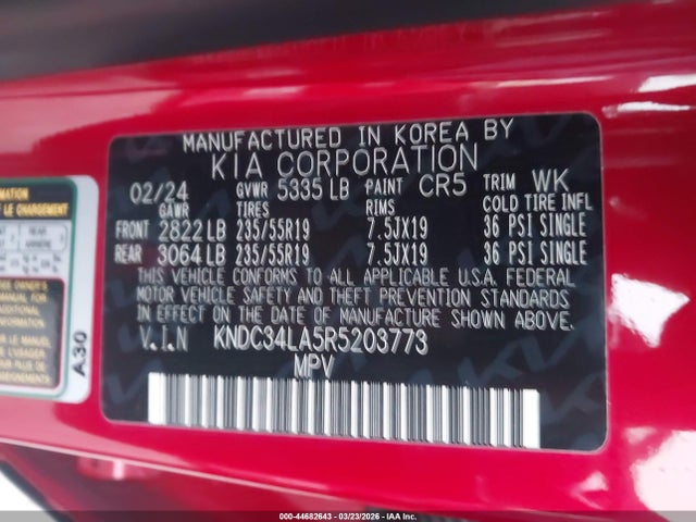 KNDC34LA5R5203773 KIA Ev6 Light Long Range
