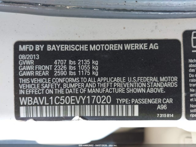 Aukcja sprzedaży 2014 Bmw X1 Xdrive28i, vin: WBAVL1C50EVY17020, numer aukcji: 44682652