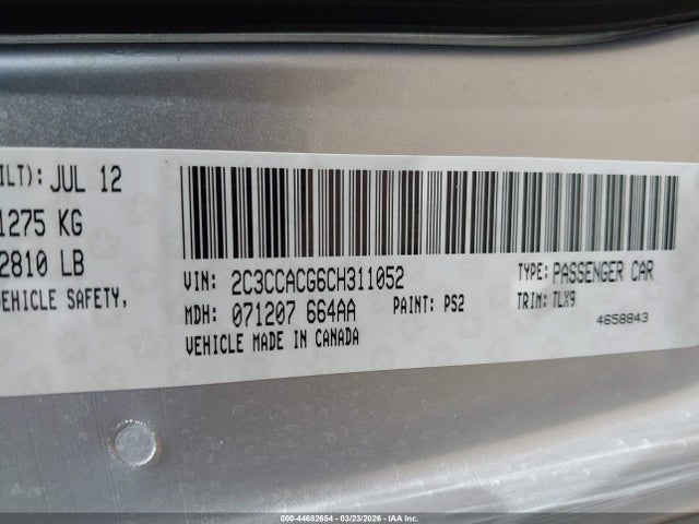 Продажа на аукционе авто 2012 Chrysler 300 Limited, vin: 2C3CCACG6CH311052, номер лота: 44682654