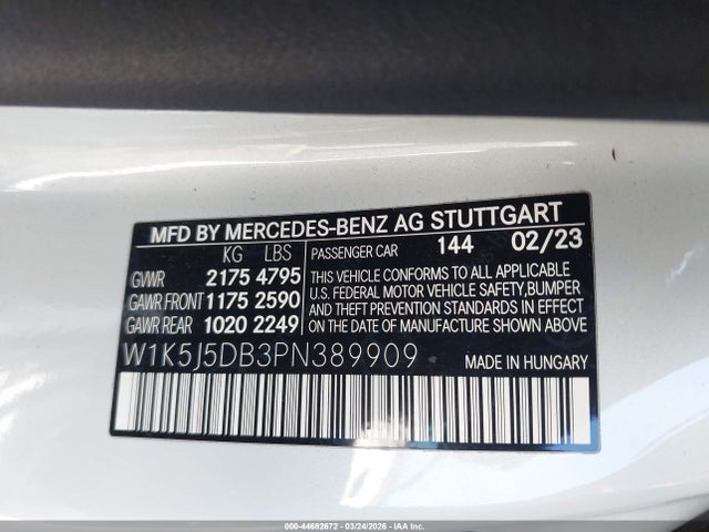 44682672 :رقم المزاد ، W1K5J5DB3PN389909 vin ، 2023 Mercedes-benz Amg Cla 45 4matic مزاد بيع