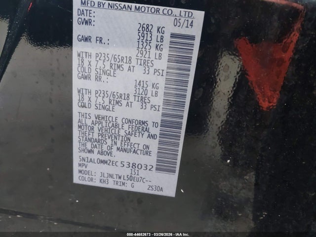 Продажа на аукционе авто 2014 Infiniti Qx60, vin: 5N1AL0MM2EC538032, номер лота: 44682673