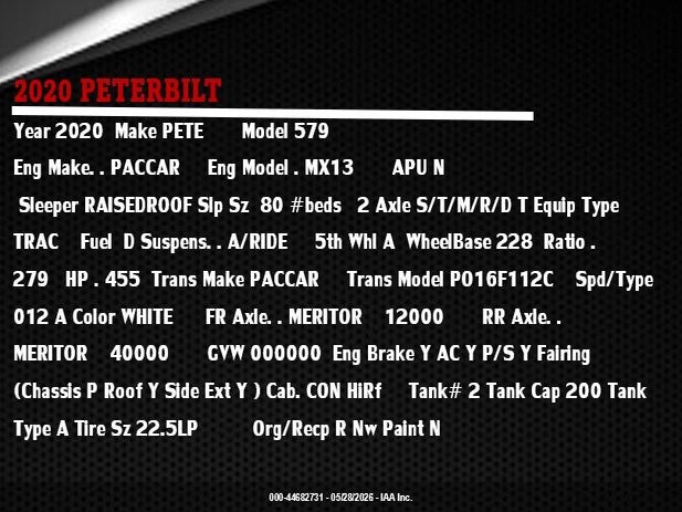 Aukcja sprzedaży 2020 Peterbilt 579, vin: 1XPBDP9X7LD688970, numer aukcji: 44682731