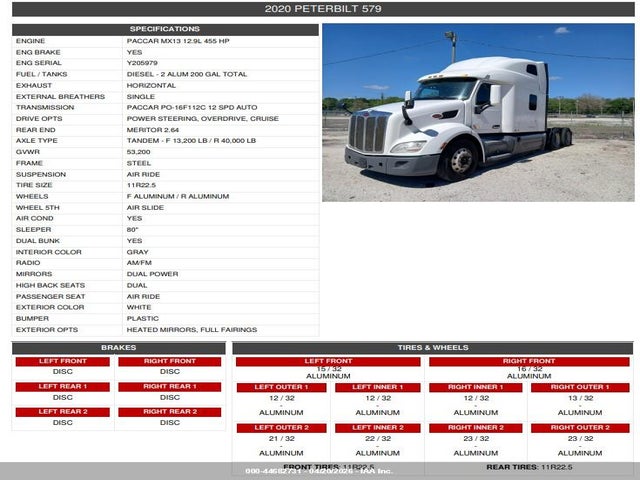 Aukcja sprzedaży 2020 Peterbilt 579, vin: 1XPBDP9X7LD688970, numer aukcji: 44682731