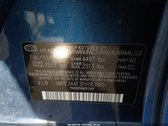 5NPE34AF3FH183865 Hyundai Sonata Sport