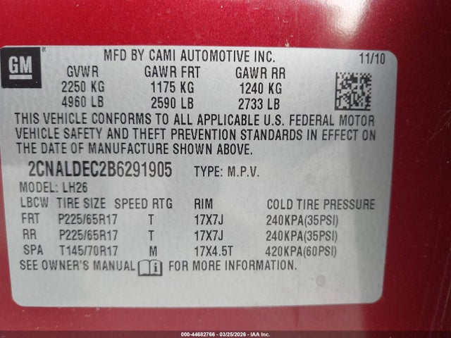 2011 CHEVROLET EQUINOX 2CNALDEC2B6291905 Photo 8