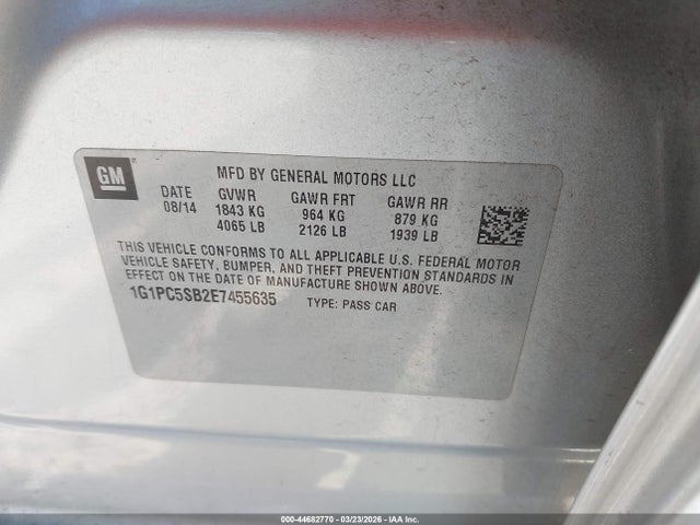 Chevrolet Cruze 1lt Auto 2014 1G1PC5SB2E7455635 Image 9