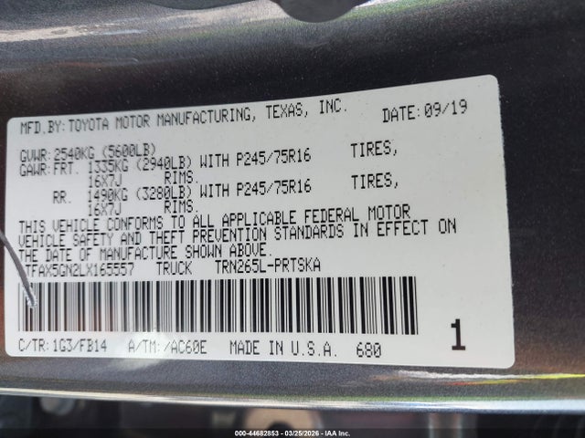 5TFAX5GN2LX165557 Toyota Tacoma Sr