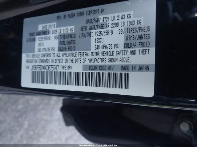 44682865 :رقم المزاد ، JM3KFBDM4K0675747 vin ، 2019 Mazda Cx-5 Grand Touring مزاد بيع