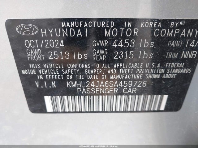 Продаж на аукціоні авто 2025 Hyundai Sonata Se, vin: KMHL24JA6SA459726, номер лоту: 44682876