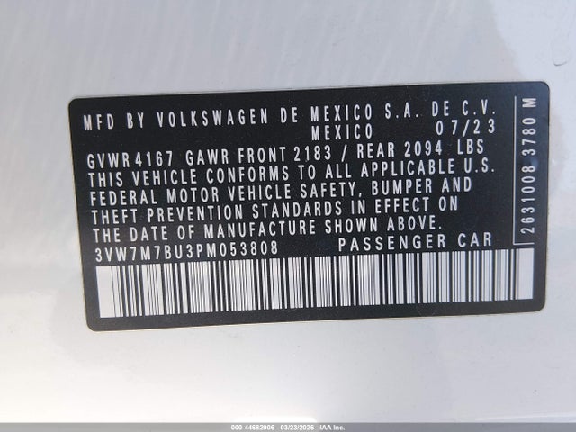 3VW7M7BU3PM053808 Volkswagen Jetta 1.5t Se