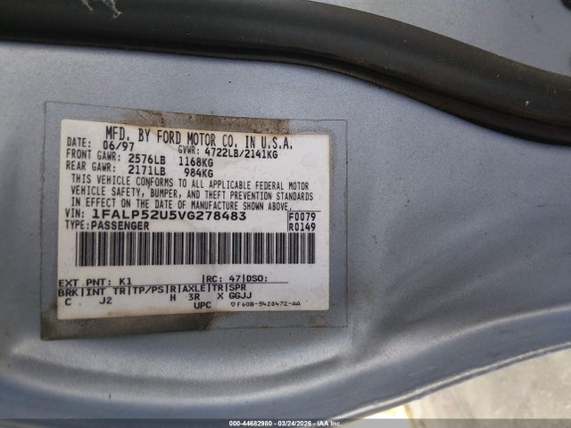 1997 FORD TAURUS 1FALP52U5VG278483 Photo 8