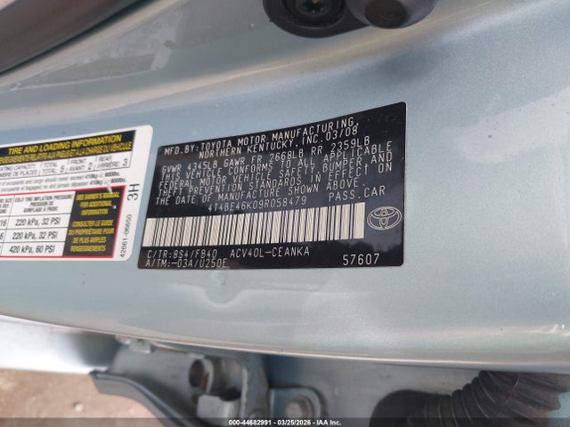 44682991 :رقم المزاد ، 4T4BE46K09R058479 vin ، 2009 Toyota Camry Le مزاد بيع
