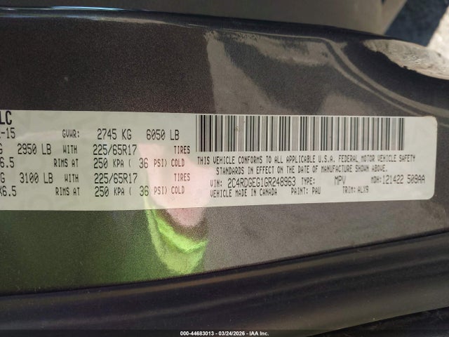 2016 DODGE GRAND CARAVAN 2C4RDGEG1GR248963 Photo 8