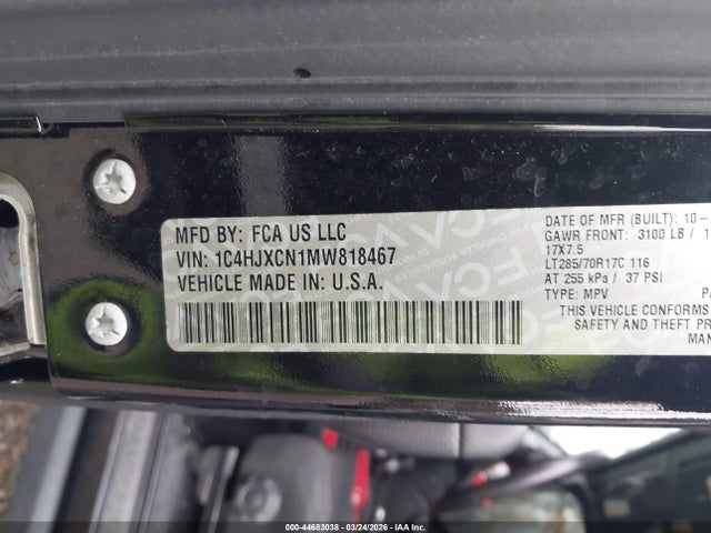 Aukcja sprzedaży 2021 Jeep Wrangler Rubicon 4x4, vin: 1C4HJXCN1MW818467, numer aukcji: 44683038