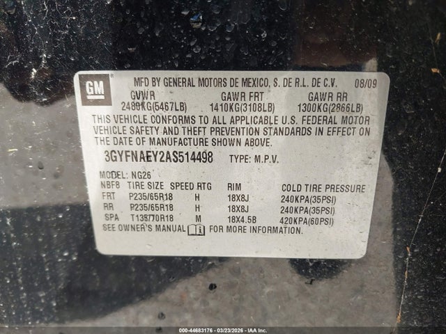 2010 CADILLAC SRX 3GYFNAEY2AS514498 Photo 8