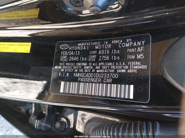 Продажа на аукционе авто 2013 Hyundai Genesis 3.8, vin: KMHGC4DD1DU233700, номер лота: 44683193
