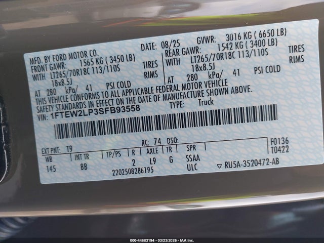 Ford F-150 Stx 2025 1FTEW2LP3SFB93558 Image 9