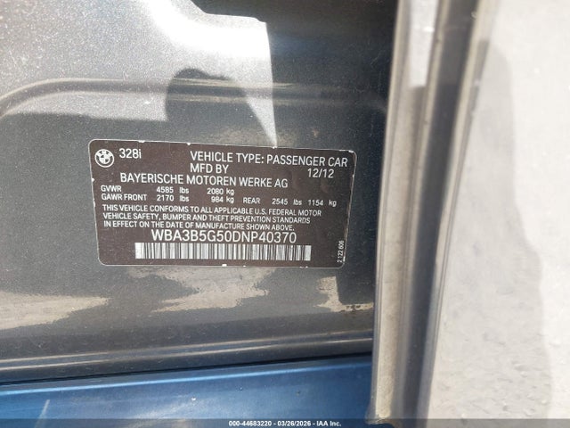 Aukcja sprzedaży 2013 Bmw 328i Xdrive, vin: WBA3B5G50DNP40370, numer aukcji: 44683220