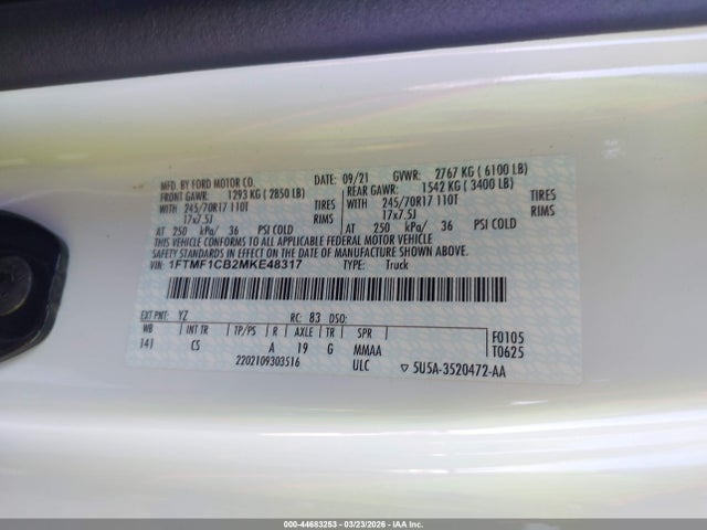 Ford F-150 Xl 2021 1FTMF1CB2MKE48317 Image 9