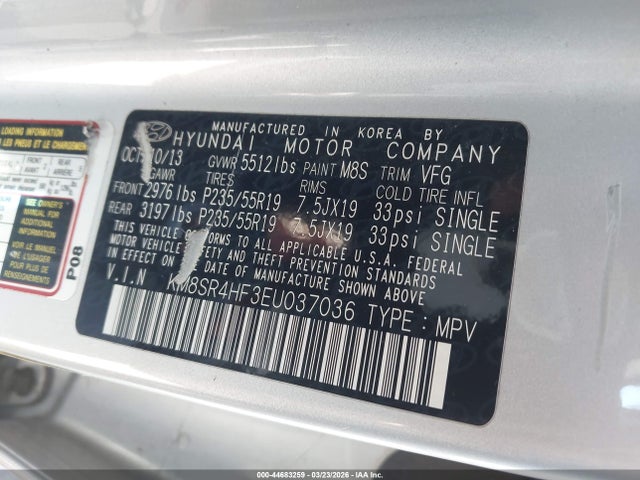 Hyundai Santa Fe Gls 2014 KM8SR4HF3EU037036 Image 9