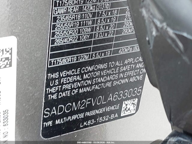 2020 JAGUAR F-PACE SADCM2FV0LA633035 Photo 8