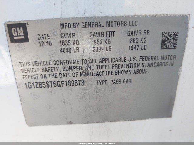 1G1ZB5ST6GF189873 Chevrolet MALIBU LS