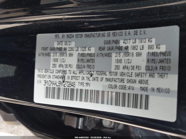 44683392 :رقم المزاد ، 3MVDMAAL6MM272848 vin ، 2021 Mazda Cx-30 2.5 S مزاد بيع