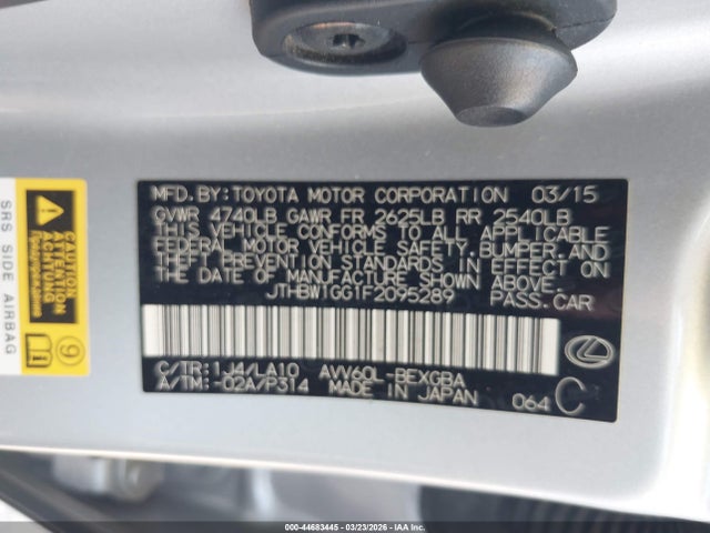 JTHBW1GG1F2095289 Lexus ES 300H