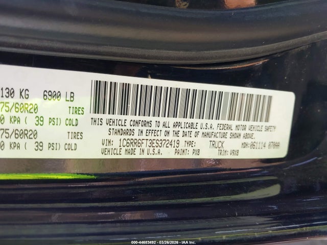 Продажа на аукционе авто 2014 Ram 1500 Express, vin: 1C6RR6FT3ES372419, номер лота: 44683492