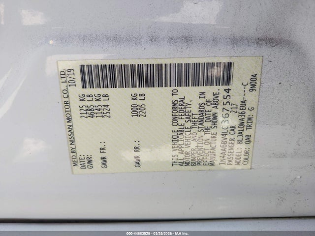 2020 NISSAN MAXIMA 1N4AA6BV4LC367554 Photo 8