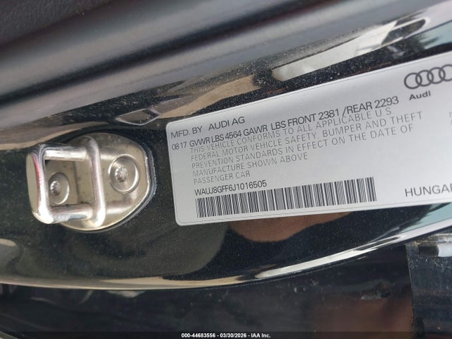 Aukcja sprzedaży 2018 Audi A3 2.0t Premium/2.0t Tech Premium, vin: WAUJ8GFF6J1016505, numer aukcji: 44683556