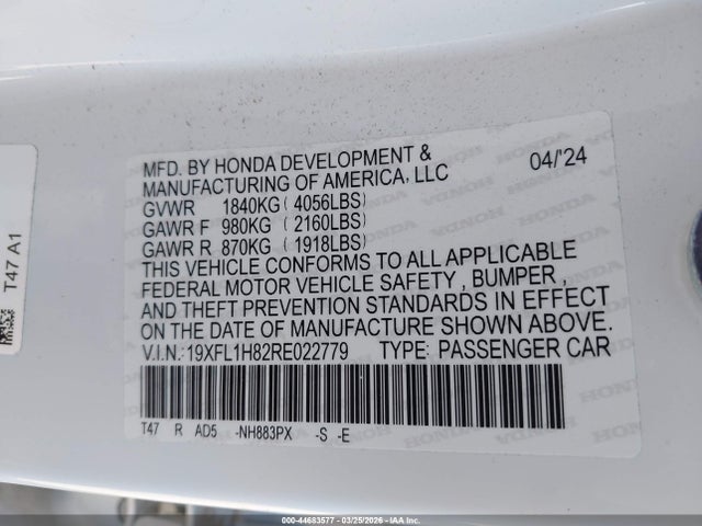19XFL1H82RE022779 Honda Civic Sport Touring