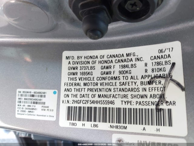 Honda Civic Lx 2017 2HGFC2F54HH555946 Image 9