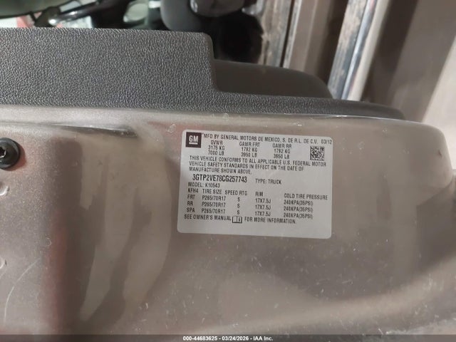 Продаж на аукціоні авто 2012 Gmc Sierra 1500 Sle, vin: 3GTP2VE78CG257743, номер лоту: 44683625