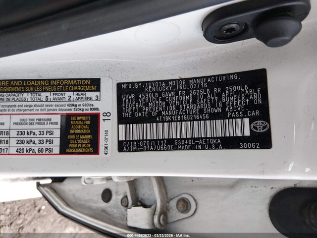 Продаж на аукціоні авто 2016 Toyota Avalon Touring, vin: 4T1BK1EB1GU216456, номер лоту: 44683633