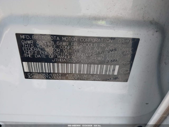Aukcja sprzedaży 2016 Lexus Is 200t, vin: JTHBA1D22G5032015, numer aukcji: 44683650