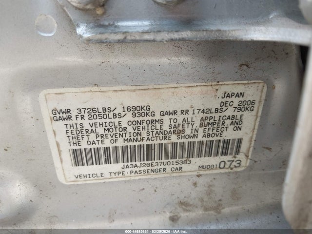 Продаж на аукціоні авто 2007 Mitsubishi Lancer Es, vin: JA3AJ26E37U015383, номер лоту: 44683651