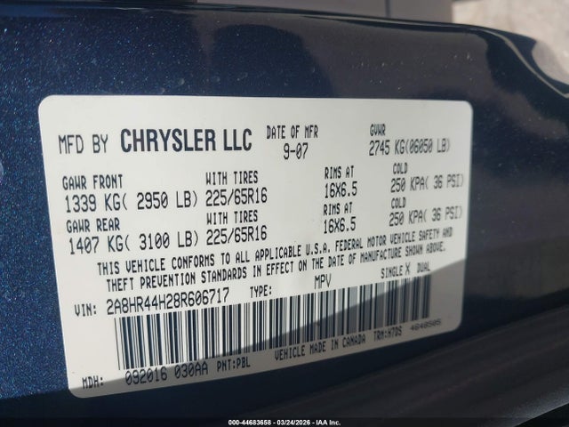 2008 CHRYSLER TOWN & COUNTRY 2A8HR44H28R606717 Photo 8
