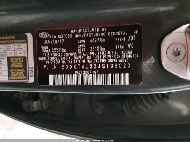 5XXGT4L33JG196020 KIA Optima S