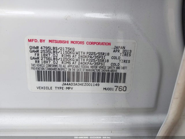 Продаж на аукціоні авто 2014 Mitsubishi Outlander Se, vin: JA4AD3A34EZ001149, номер лоту: 44683690