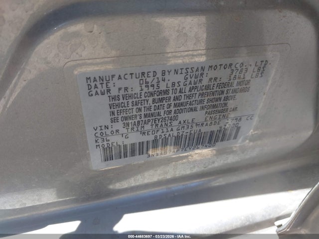 3N1AB7AP7EY267400 Nissan SENTRA SV
