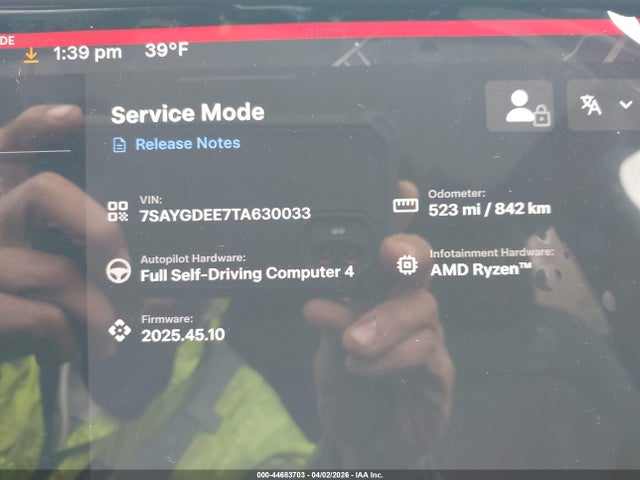 44683703 :رقم المزاد ، 7SAYGDEE7TA630033 vin ، 2026 Tesla Model Y All-wheel Drive/long Range Launch Series/premium All-wheel Drive مزاد بيع