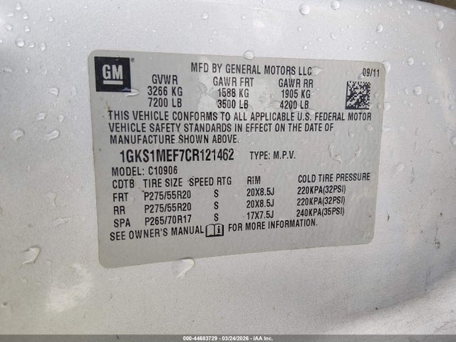 Aukcja sprzedaży 2012 Gmc Yukon Xl 1500 Denali, vin: 1GKS1MEF7CR121462, numer aukcji: 44683729