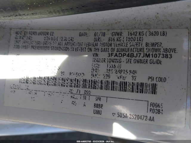 3FADP4BJ7JM107383 Ford FIESTA SE