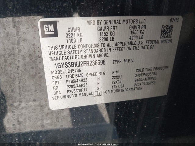 2015 CADILLAC ESCALADE 1GYS3BKJ2FR236598 Photo 8