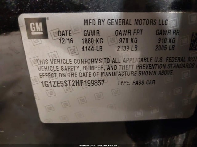 Aukcja sprzedaży 2017 Chevrolet Malibu 1lt, vin: 1G1ZE5ST2HF199857, numer aukcji: 44683857